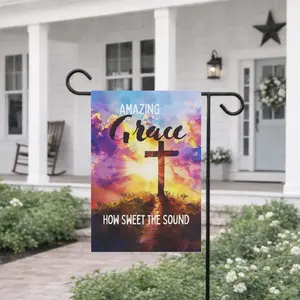 Amazing Grace Garden Flag, Christian Outdoor Decor, Faith Based Yard Flag, Easter Porch Flag, Church Gift