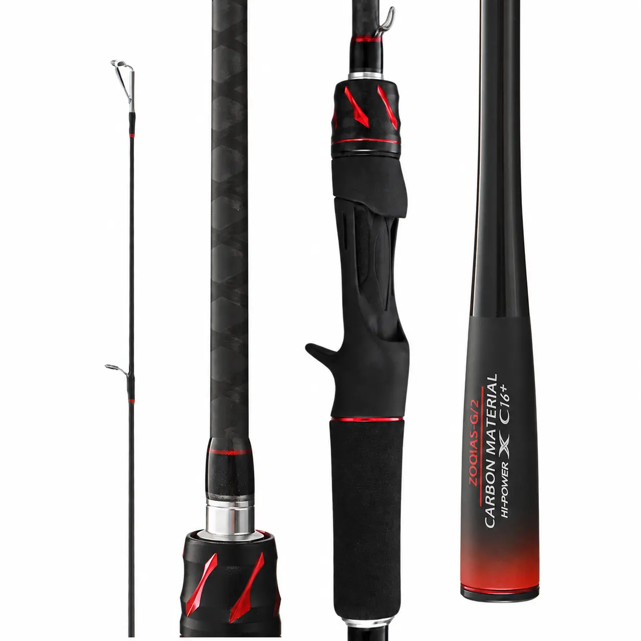 5'11" Baitcasting Rod, Lightweight 2-Piece Carbon Fiber Fishing Rod, Medium Power, 7-30g Lure, Portable Freshwater Casting Rod