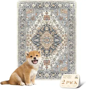 Reusable Potty Pads for Dogs for Crates and Floors. Washable Pee Pads for Dogs, Stylish, Non-Slip and Leak-Proof Pee Pads. (Beige/Multi, 18" x24")