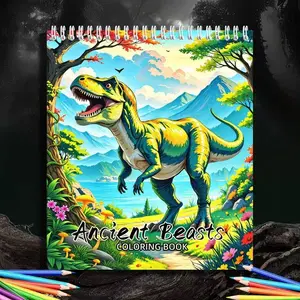 Ancient Beasts Dinosaur Coloring Book, Realistic Style Line Art, Perfect for Dinosaur Lovers and Children, Educational and Stress Relief