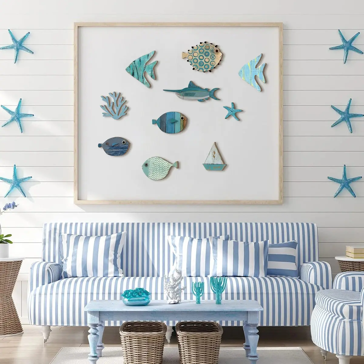 Maritime Wall Art Collection — Driftwood Dreams 10-Piece Coastal Decor Set