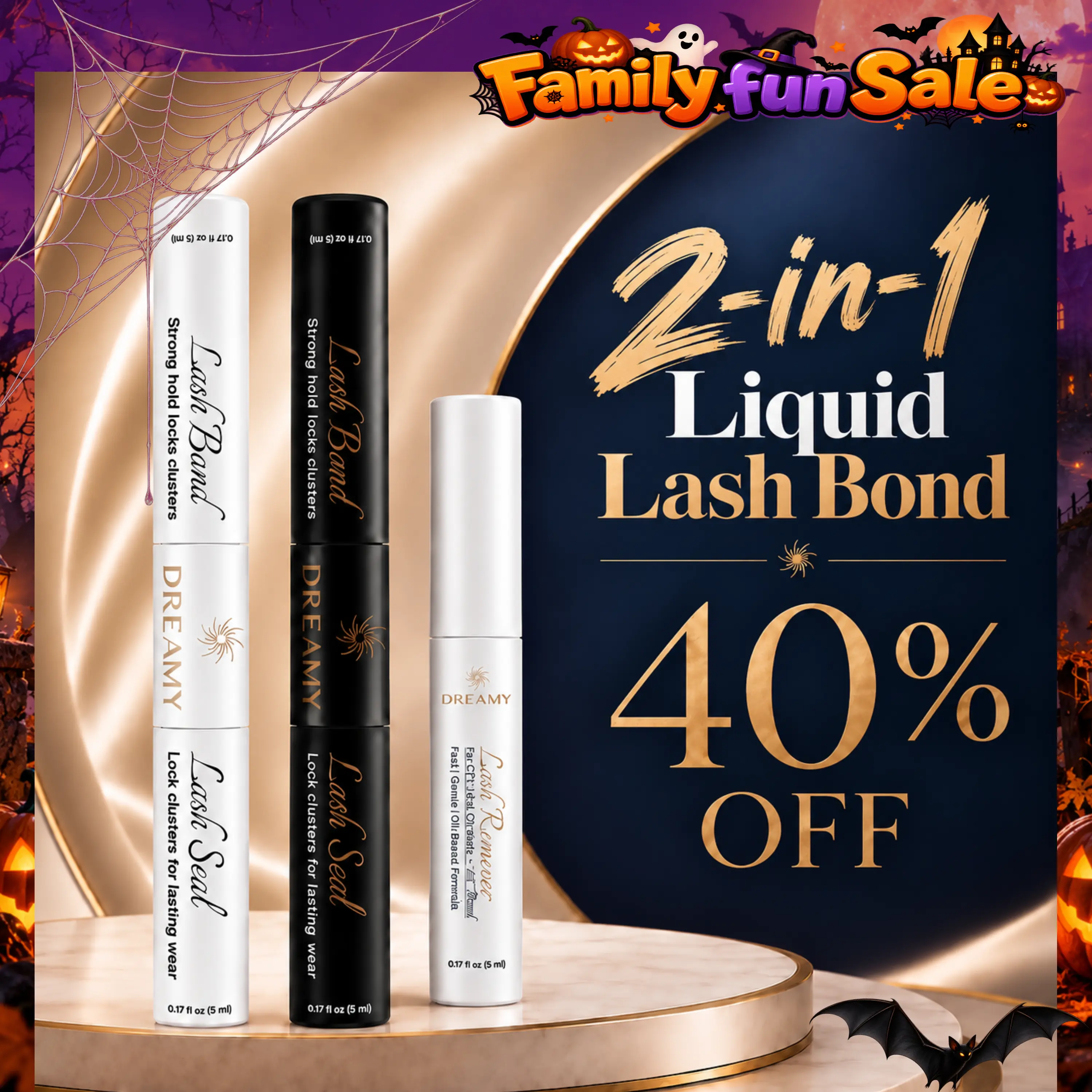 DREAMYBOND 2-in-1 Lash Glue & Bond & Seal Kit, Waterproof Sweatproof Strong Hold Lash Cluster Glue for Eyelashes Extensions, 10s Initial Tack Damage-Free Makeup Products for Beach Days & Travel Use