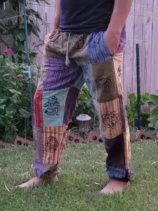 Namaste fashionable unisex multicolor handmade hippie patchwork colorful cotton trouser.