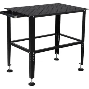 Welding Table, 36''x24'' Steel Welding Workbench Table with 1500LBS Weight Capacity,Heavy Portable Work Bench with 5/8" Holes On Top, Welding Cart for Home Shop Garage