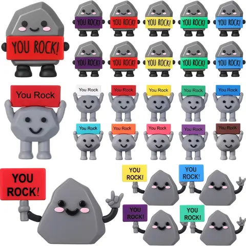 Gejoy You Rock Figurine Tiny Stone Statue Motivational Desktop Decor 3D Ornament Spread Love Emotional Support Employee Appreciation for Office Workers Colleagues Friends Students Birthday Party Favors Perfect for Labor Day