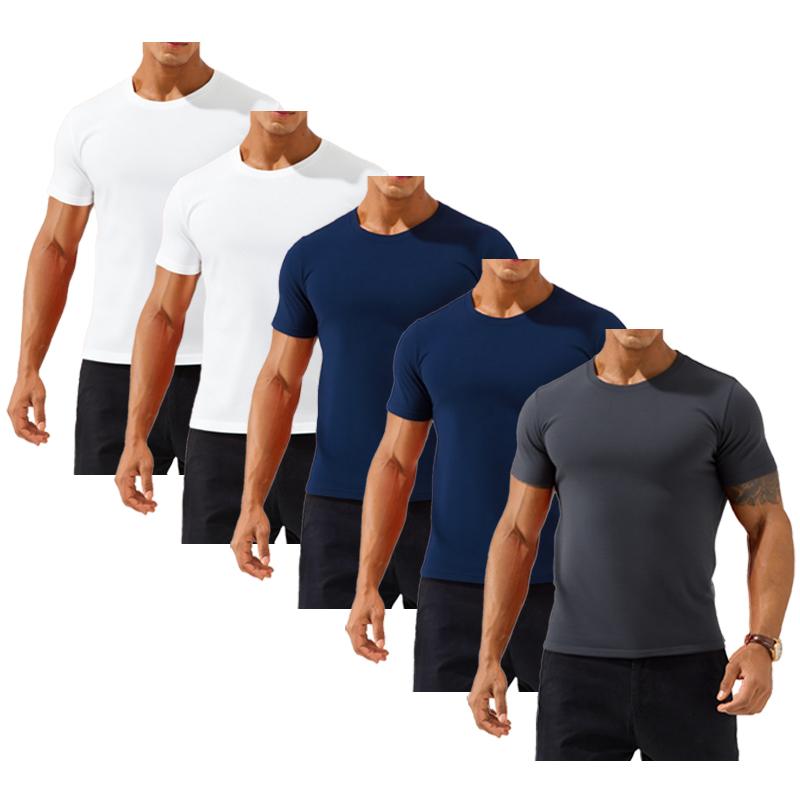 5-Pack 100% cotton Alimens&Gentle Men's Slim Fit Crew Neck Casual T-Shirts - Super Soft, Tagless, Essential Tees for Everyday Wear