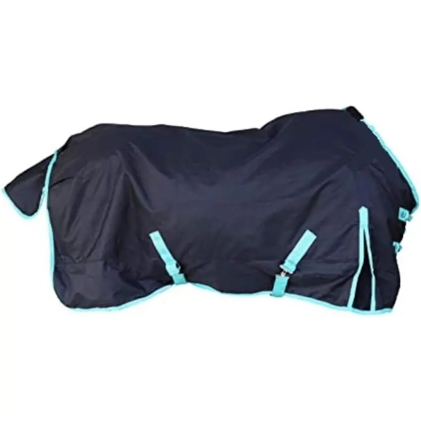 1200 Denier Waterproof Breathable Windproof Horse Turnout Rain Sheet (Black-Turquoise, 76)
