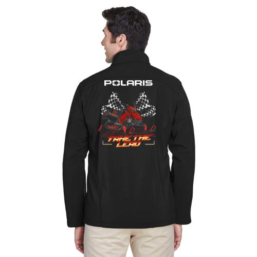 Polaris Men's Indy Snowmobile Black Jacket Fleece Reflective Polyester Zipper Coats Tops Casual Long Sleeve Water-repellent Finish 96% Polyester 4% Spandex Menswear Outdoor Pocket Stretch Stylish Graphic Take The Lead Design