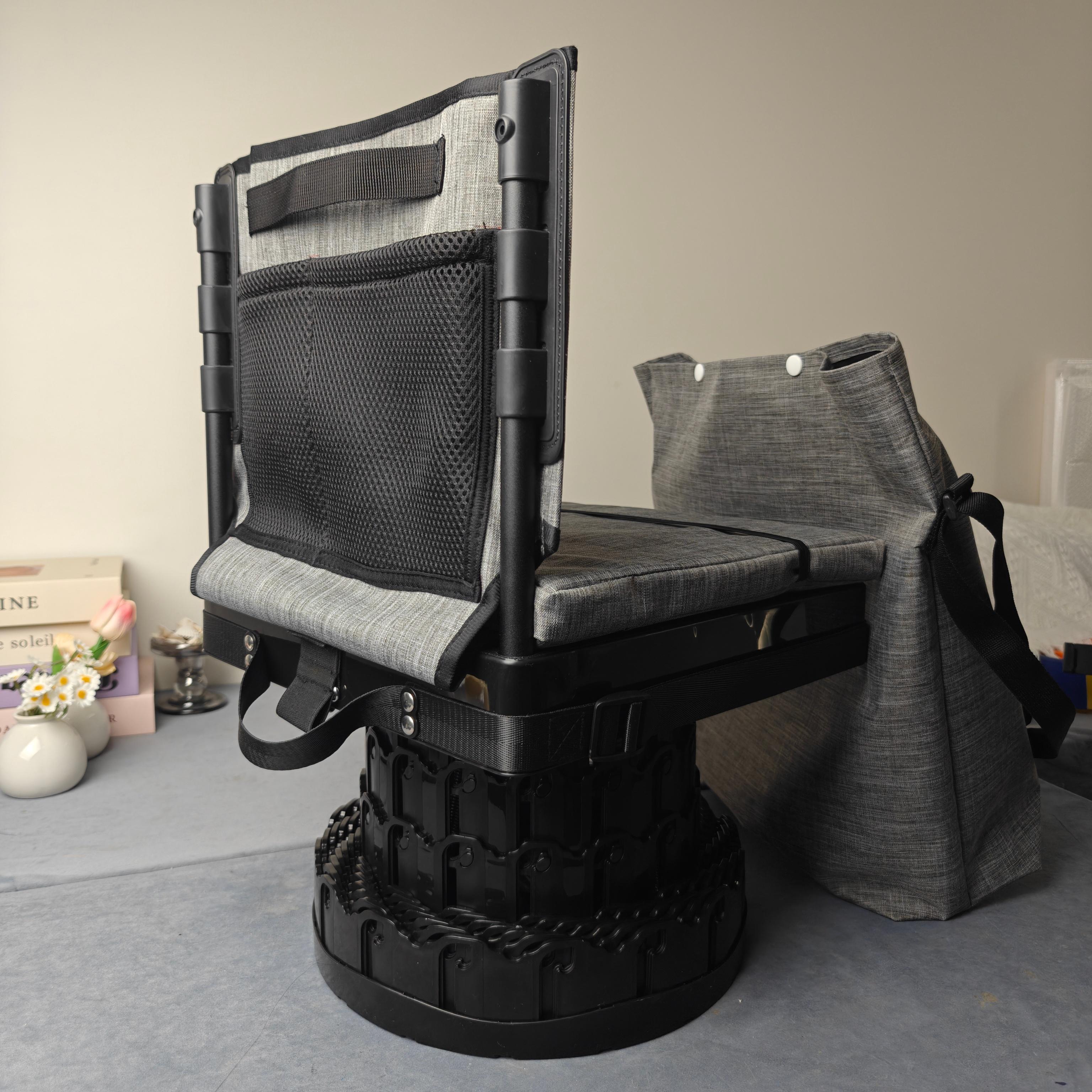 2026 Upgraded Collapsible Stool with Backrest, Adjustable Height Telescopic Camping Stool with Cushion & Carry Bag, Heavy Duty Portable Folding Chair for Camping, Fishing, Hiking & BBQ, Perfect Mother’s Day Gift