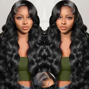 9x6 Wear and Go Glueless Wigs Human Hair Pre Plucked Pre Cut for Beginners Body Wave Lace Front Wigs Human Hair 180% Density No Glue Pre Cut 3 Seconds to Wear Glueless Wig