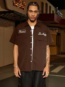 Men's Fashionable Casual Short Sleeve Shirt, Pocket Design, Loose Fit, Perfect for Daily Commute, Outdoor Activities, College, Holiday Gifts