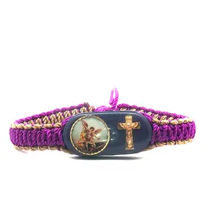 St Michael Purple Tan Handmade Bracelet