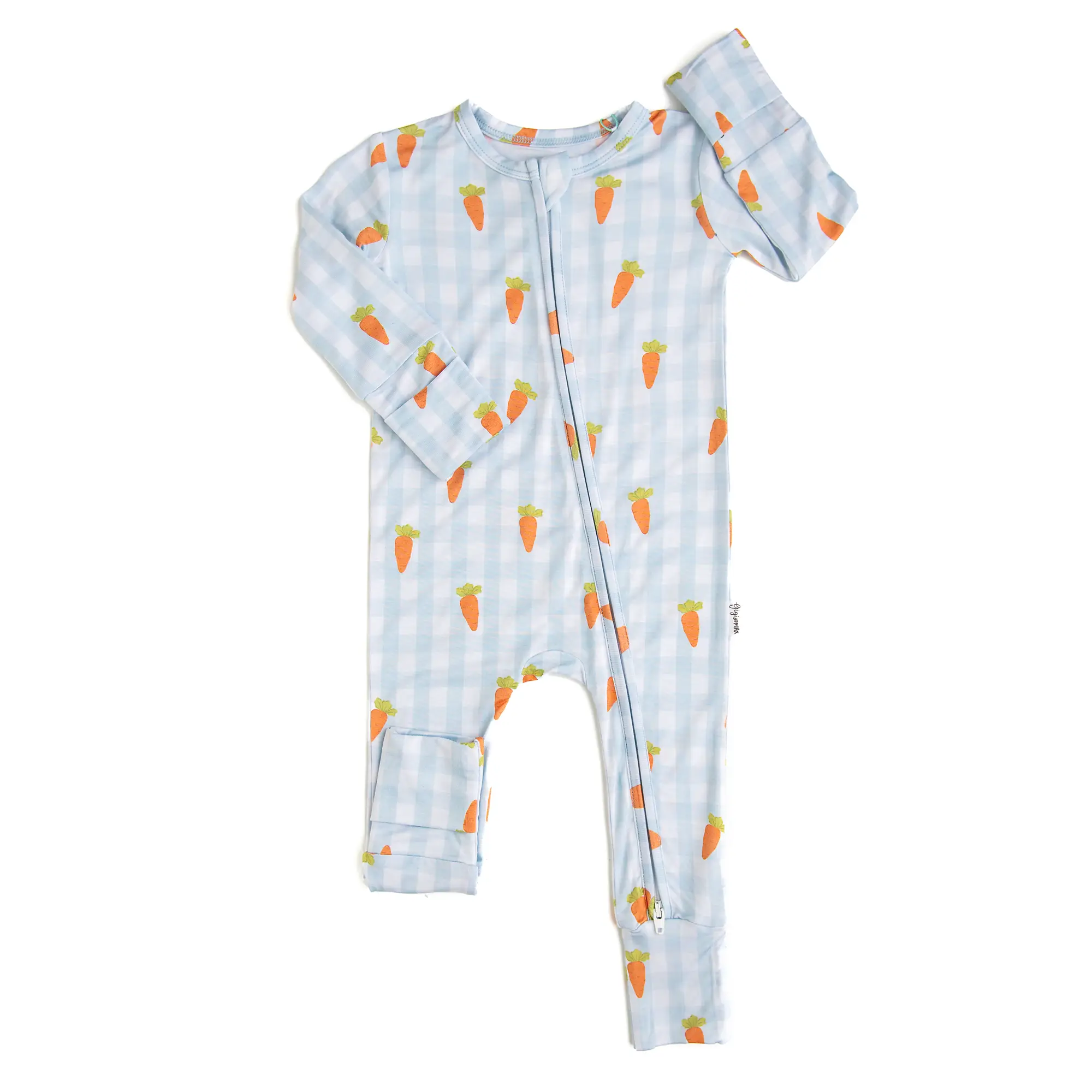 Henry Carrot Gingham ZIP Baby Two Way Zip Easter Blue Gingham Carrot Gigi and Max