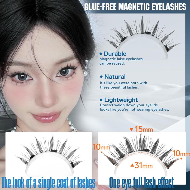 ALICROWN Magnetic Eyelashes Manga Natural Lashes Magnetic No Glue Needed Anime Eyelashes Strip Wispy False Eyelashes Magnetic Eye Lashes with Applicator Durable 1 Pair