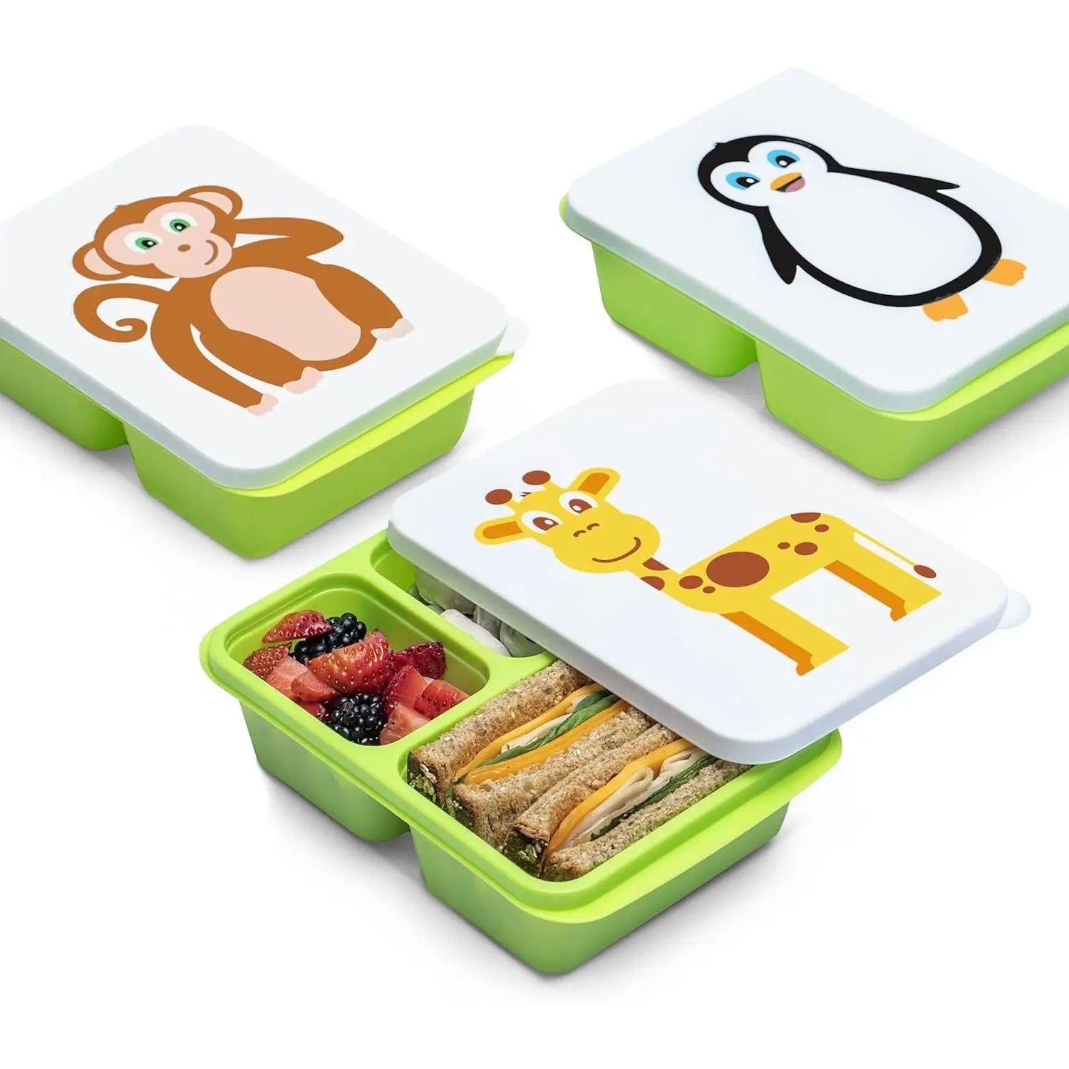 3-PACK   Lunch , Bento Snack  for , , , , , Boys, Girls, Small Cute Stackable Dishwasher-safe  Storage Containers, Fits Sandwich