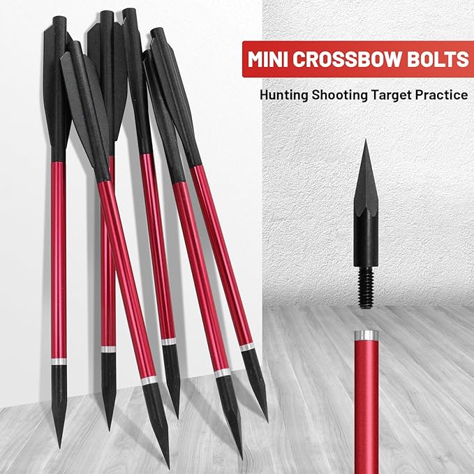 6.7" Aluminum Crossbow Bolts 5 Bright Colors, Replaceable Tips for 50-60 lb Crossbows - Target Practice & Small Game Hunting, Adult Use