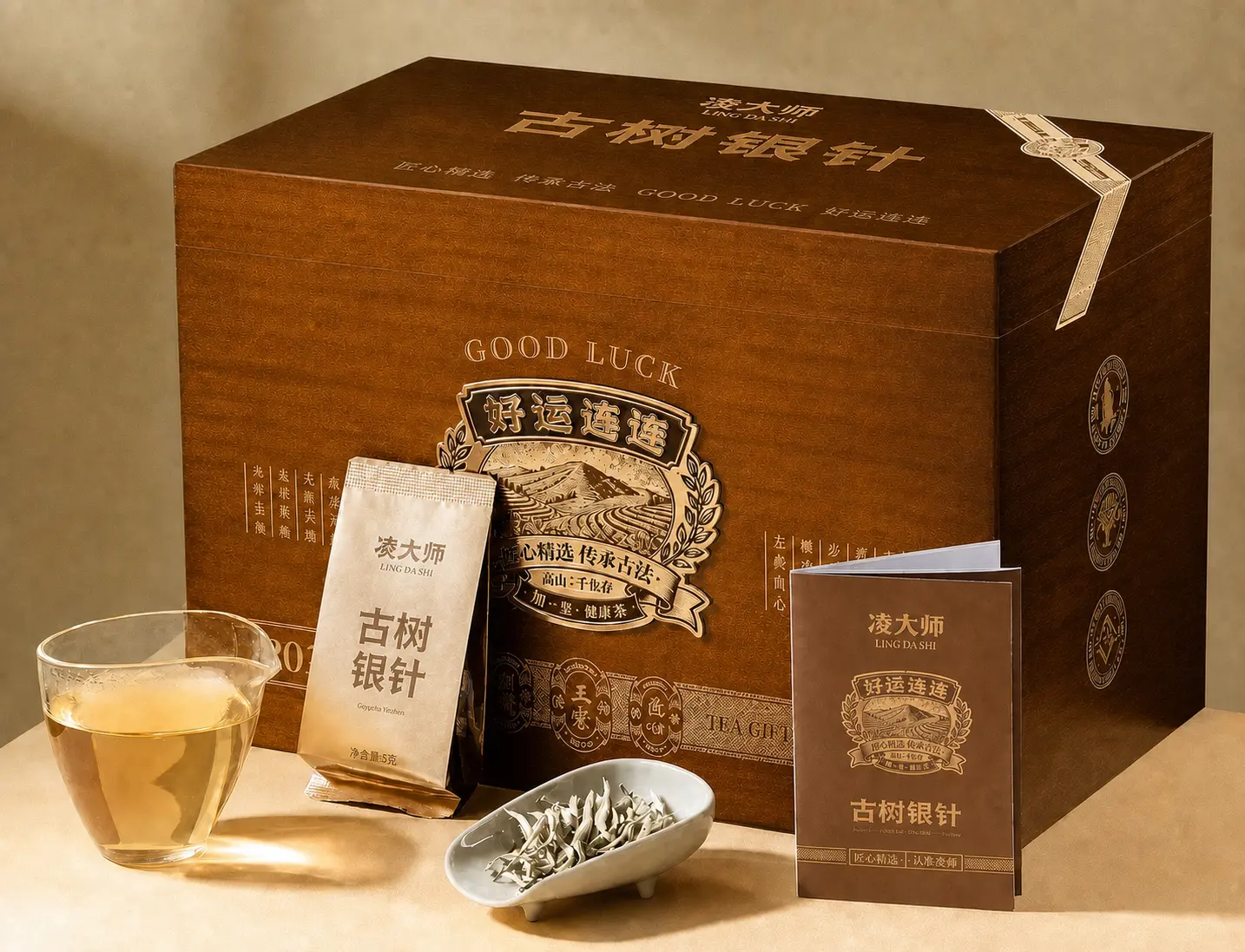 Pre Nonstop Good Fortune Ancient Tree Silver Needle White Tea 240g（5g*48 pcs）