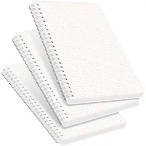Dotted Journal Notebook, 3-Pack, 160 Pages per Pack, A5 Medium Size (5.7'' x 8.3''), 100 GSM Thick Paper, Spiral-bound, Flexible Plastic Cover, for  Journaling, Planning