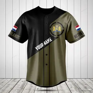 Customize Netherlands Coat Of Arms Round Baseball Jersey Shirt, Gift for Men Women