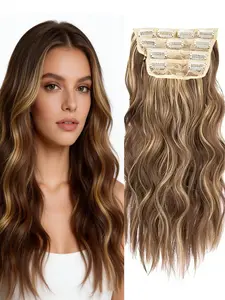 Clip in Hair Extensions Long Wavy, Invisible Secret Hairpieces for Women, Thick Double Weft with 4 Secure Clips, Natural Look Instant Volume Boost, Comfort All Day Fit for Daily Party