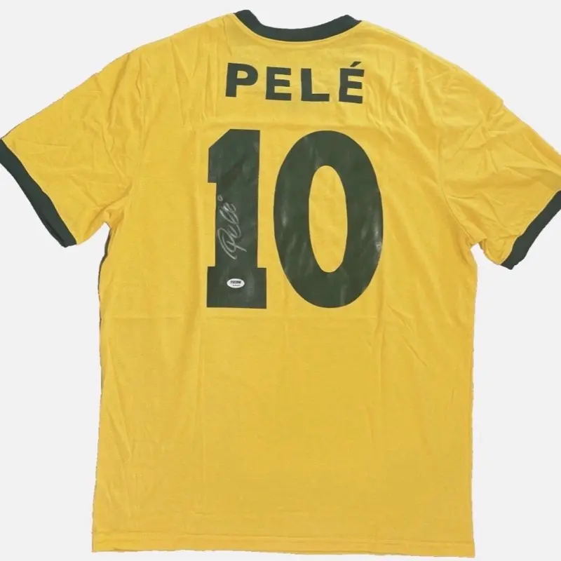 Brazil Pele Authentic Signed Custom Football Jersey - Autographed for Collectors, PSA DNA ITP COA Sports Memorabilia