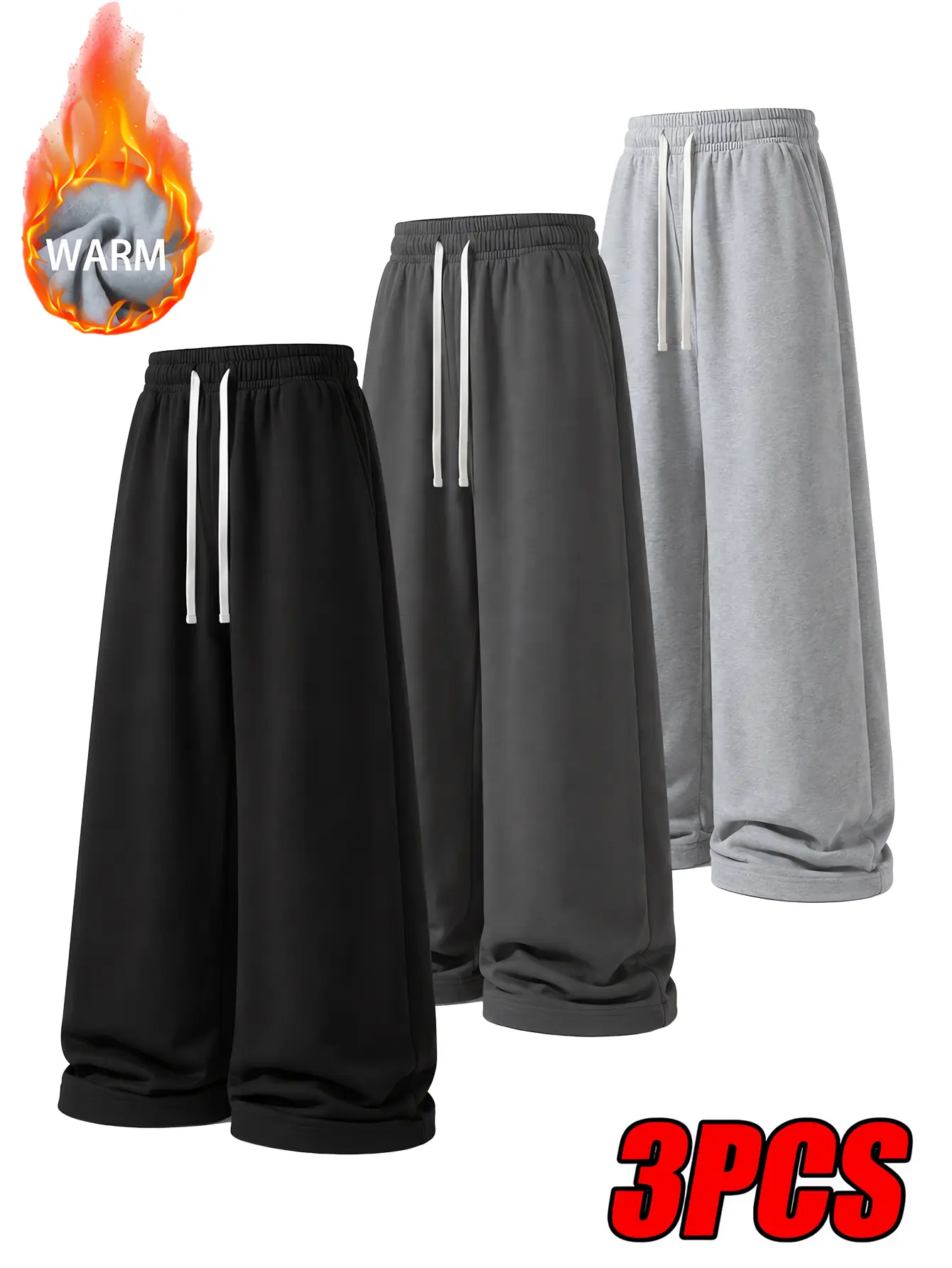 Men’s 3-Pack Loose-Fit Athletic Sweatpants, Straight-Leg Jogger Pants, Soft Breathable Knit Fabric, Deep Pockets, Ideal for Workouts, Running, and Everyday Casual Wear.