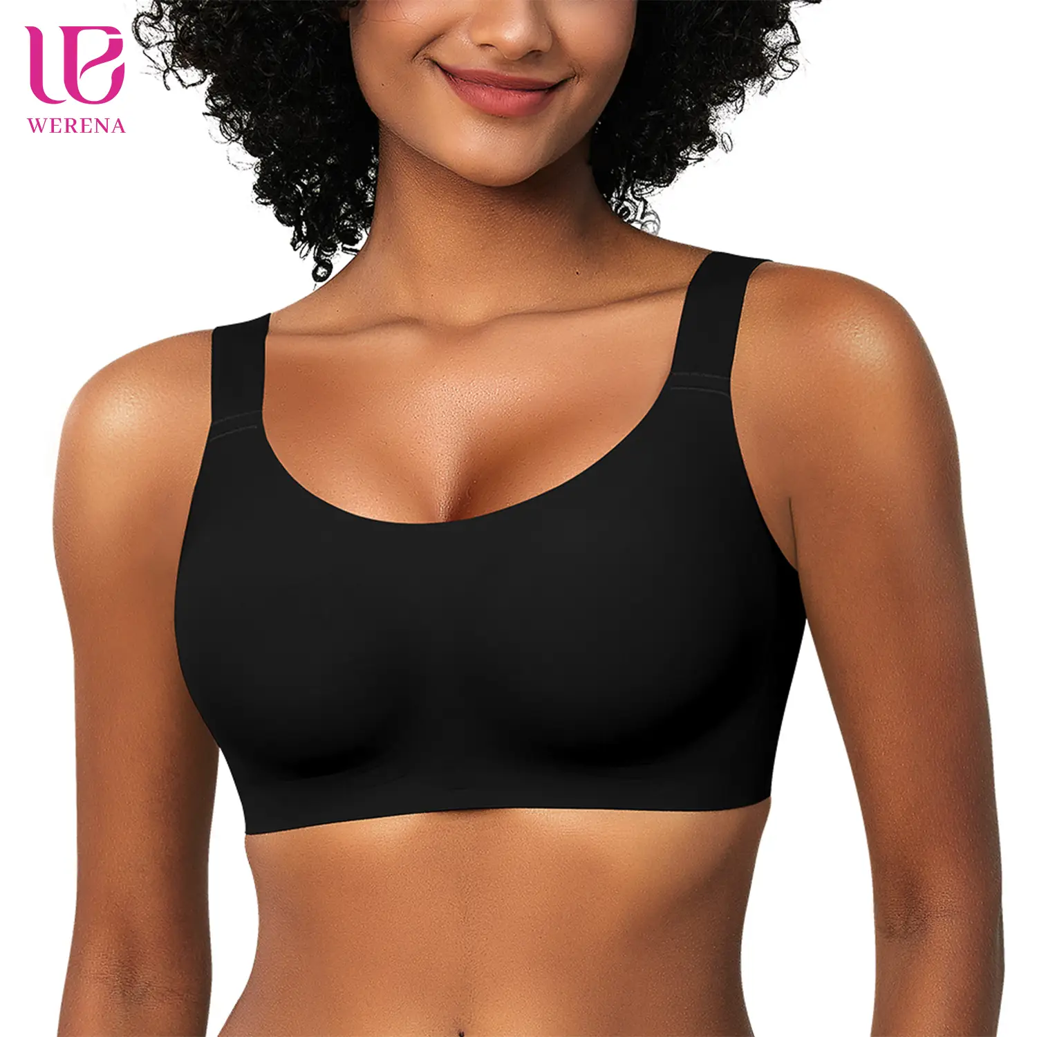 Werena Wireless Bras for Women Push Up Seamless Bras Full Coverage Comfortable Everyday Bra with Medium Support Breathable Strip