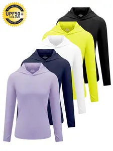 Women’s hooded shirt, lightweight quick-dry women’s casual long-sleeve T-shirt in solid color, suitable for fishing, outdoor activities, and sports such as fitness.