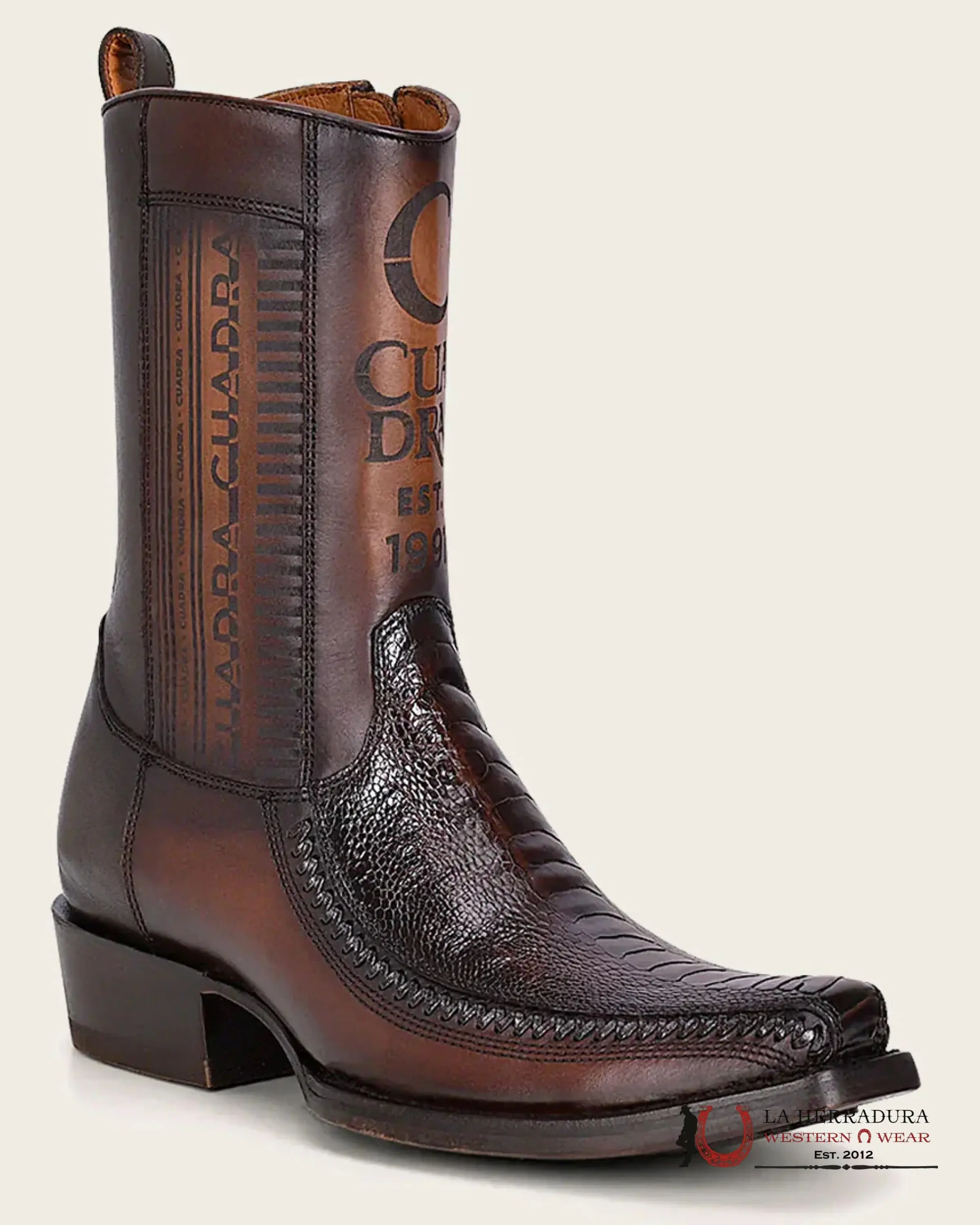Men's CUADRA CU631 Short Boot - Laser-Designed, Woven, Narrow Square Toe Shoe, Premium Men's Footwear, Closed