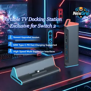 4K 120Hz Portable Cooling Docking Station with 60W PD Fast Charge, New Updated Chip Fully Compatible for Nintendo Switch 2 After System Upgrade, Third-Party Multi-Port HDMI USB Hub