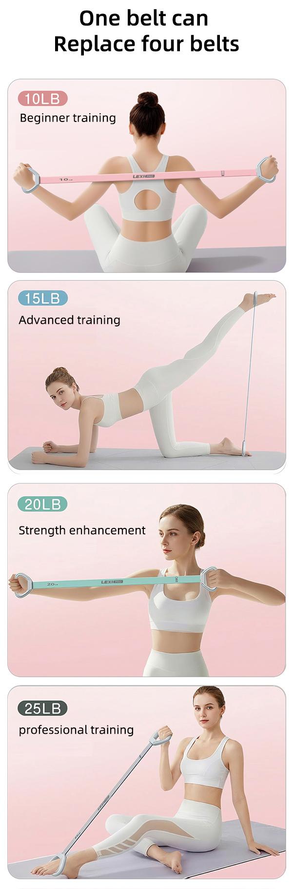 LEXI Resistance Bands Figure 8 Exercise Bands for Women Silicone Material Expander Band for Arms Chest Home Gym Yoga Equipment Quick Workout for Muscle Toning Physical Therapy Stretching Gear - Fitness Accessories