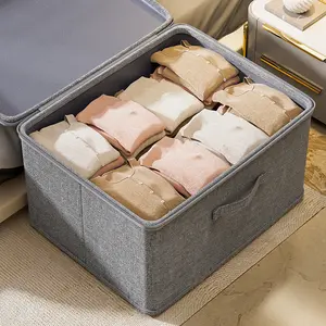 Storage Box with Lid, 4 Counts/set Stackable Multi-grid Clothes Storage Box, Space Saving Storage Organizer for Clothes, Books, Toys, Bedding