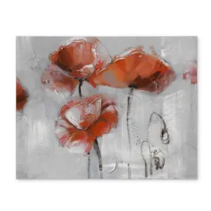 Begin Home Decor CPPM14180P9YGL 14 x 18 in. Contemporary Floral Gray Placemat - Red Flowers Home Decor