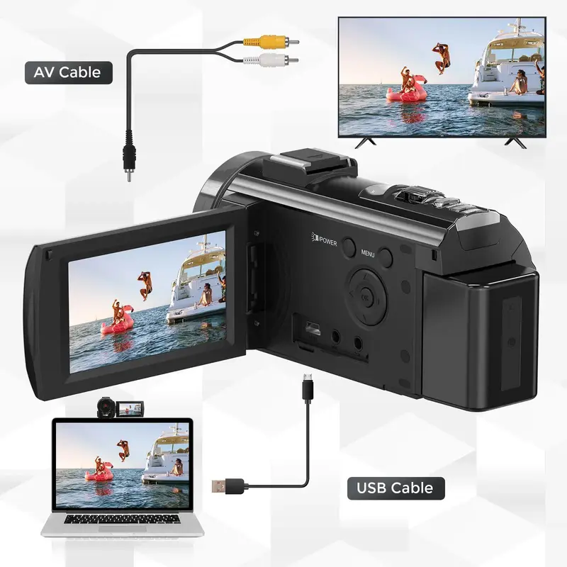 Dvc Camera, Full HD 1080P Video Camcorder, 3-Inch Tft LCD Screen, 270° Rotating IPS Display, Includes Remote & 32GB Memory Card 8