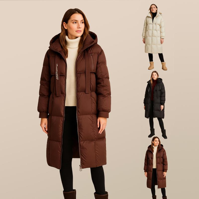 Puffer Jacket for Women - Thickened Hooded Cotton Padded Coat, Long Loose Fit, Warm & Versatile