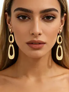 Boho Style Irregular Oval Hollow Out Earrings Set, Fashion Matte Metal Ear Pendants, Elegant Daily Wear Party Jewelry Gift for Women, Exquisite Jewelry Gift