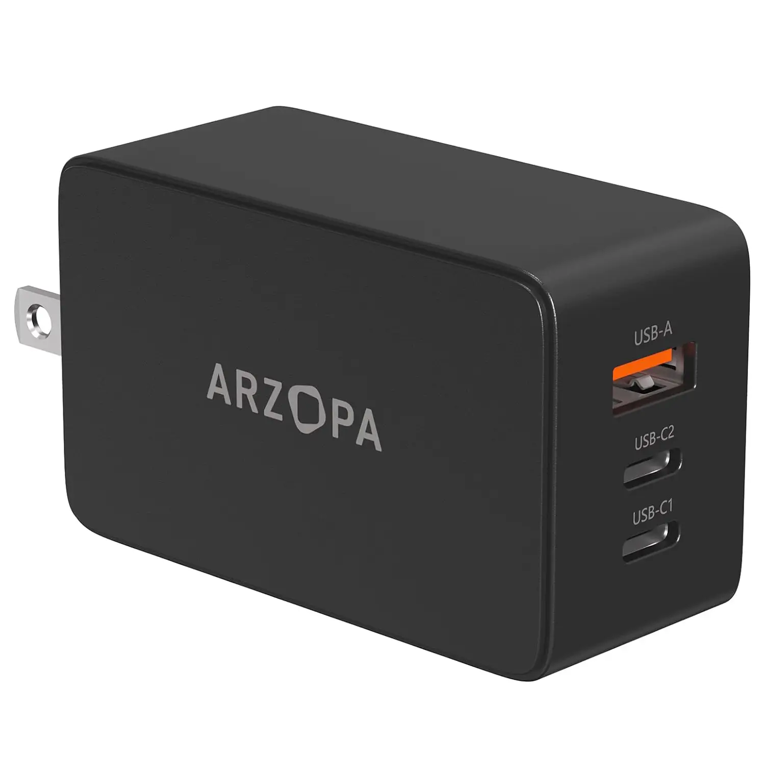 ARZOPA 65W 3-in-1 Multi USB Charger Block GaN with USB A,USB C Fast Charging Foldable Plug for iPhone iPad Samsung Galaxy Laptops Smartphone Cellphone