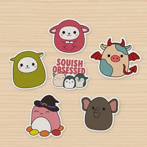 20 PCS Cute Cartoon Round Animal Vinyl Stickers For Laptop Water Bottle Tablet Planner Waterproff Vinyl Unique Designs No Repeats