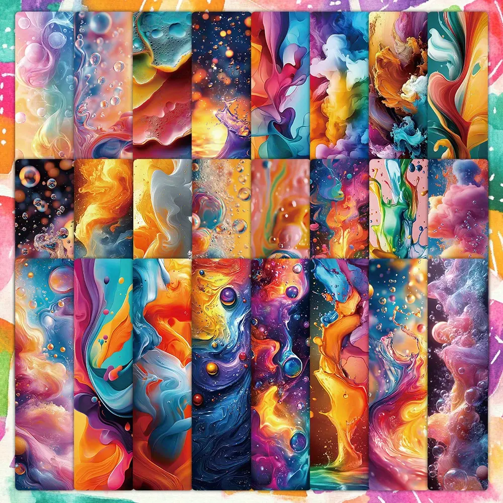 24pcs Color Dreamy Dopamine Summer Small Fresh Non Repetitive Series Simple Handheld Booklet Artistic Creative Paper Bookmark Small Card Book Decoration Card Reading Label Card Decorative Labels