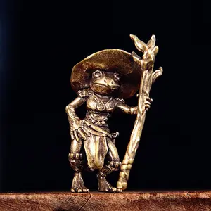Vintage Frog Design Statue, Miniature Ornament, Brass Miniature Figurine, Home Decor for Living Room, Office, Bookshelf, Desktop, Car Interior Decoration