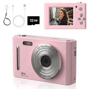 FHD 1080P Entry Level Digital Camera, Anti-Shake Pocket Point and Shoot Camera with Filter, Mini Portable Camera with 32G SD Card, Tech Gadget Gift for Students & Beginners