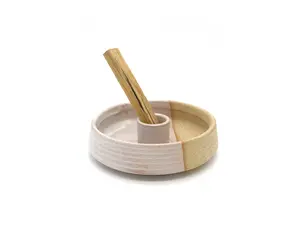 Beige Ridge Ceramic Palo Santo Burner 4''