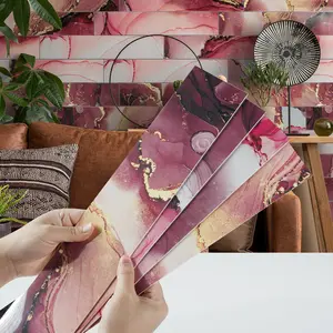 12-Piece Crystal Marble Floor Tile Decals, Peel-And-Stick Application, Waterproof Oil-Resistant Slip-Resistant, Home Decor Wall/floor Accents