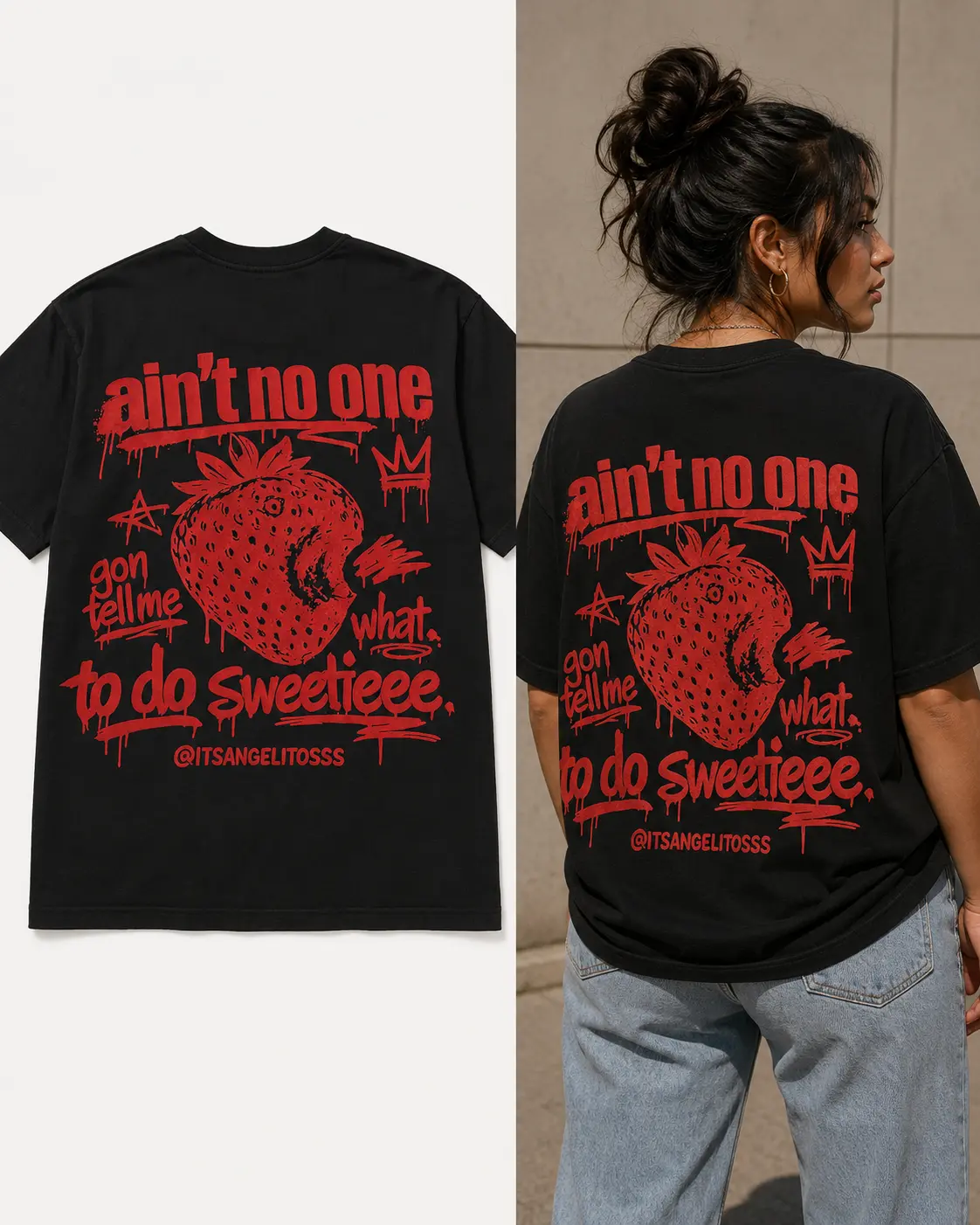Men's Short-Sleeve T-Shirt, Menswear Top with "Ain't No One Gon Tell Me What to Do Sweetieee" Graphic Print