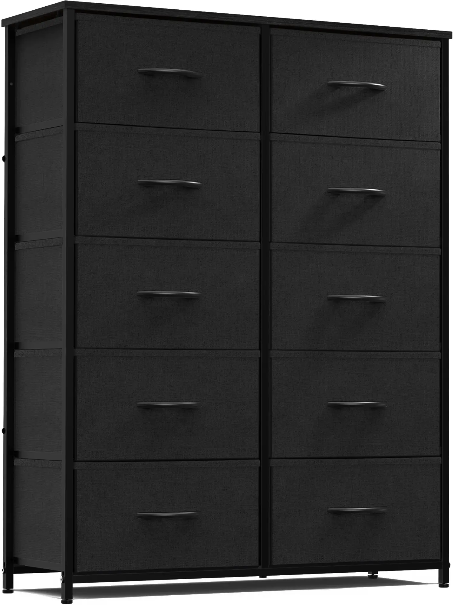 Tall Drawer Organizer Storage Drawers Fabric Storage Tower with 10 Drawers, with Fabric Bin, Wood Top for Bedroom, Closet