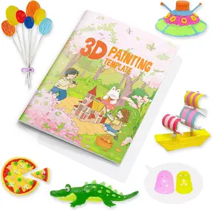 3D Pen Printing Drawing Book,  40 Patterns Painting Graffiti Template with A PVC Transparent Board, 3D Art Thick Paper Stencils for  and Adults Starter 3D DIY Gifts