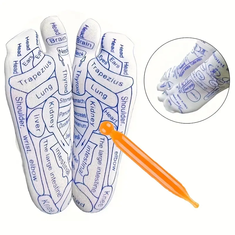 Unisex Reflexology Massage Socks - Mid-Calf Length with Accurate Acupressure Maps for Soothing Foot Therapy, Promotes Relaxation and Overall Wellness - One Pair