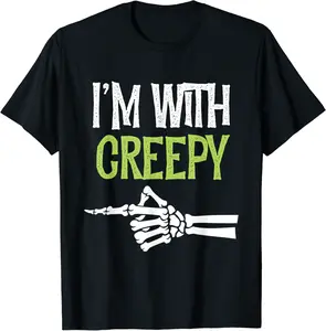 I'm With Creepy Halloween Party Trick or Treat Spooky T-Shirt - Jessicabal Shop 57B09HNVRHPW