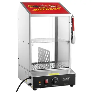 VEVOR Commercial Dog Steamer 2-Tier Electric Bun Warmer 39QT Slide Doors