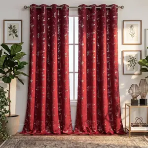 2 Panels Foil Metallic Full Blackout Grommets Curtains, 52"X84" Tetraflake pattern Window Drapes for Home Decoration QF639 Summer gift #SummerVibes
